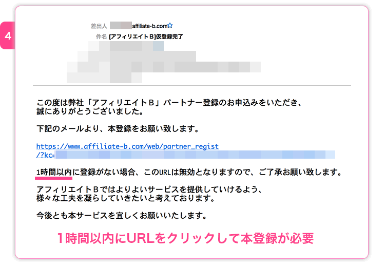 アフィリエイト仮登録メール受信・クリック